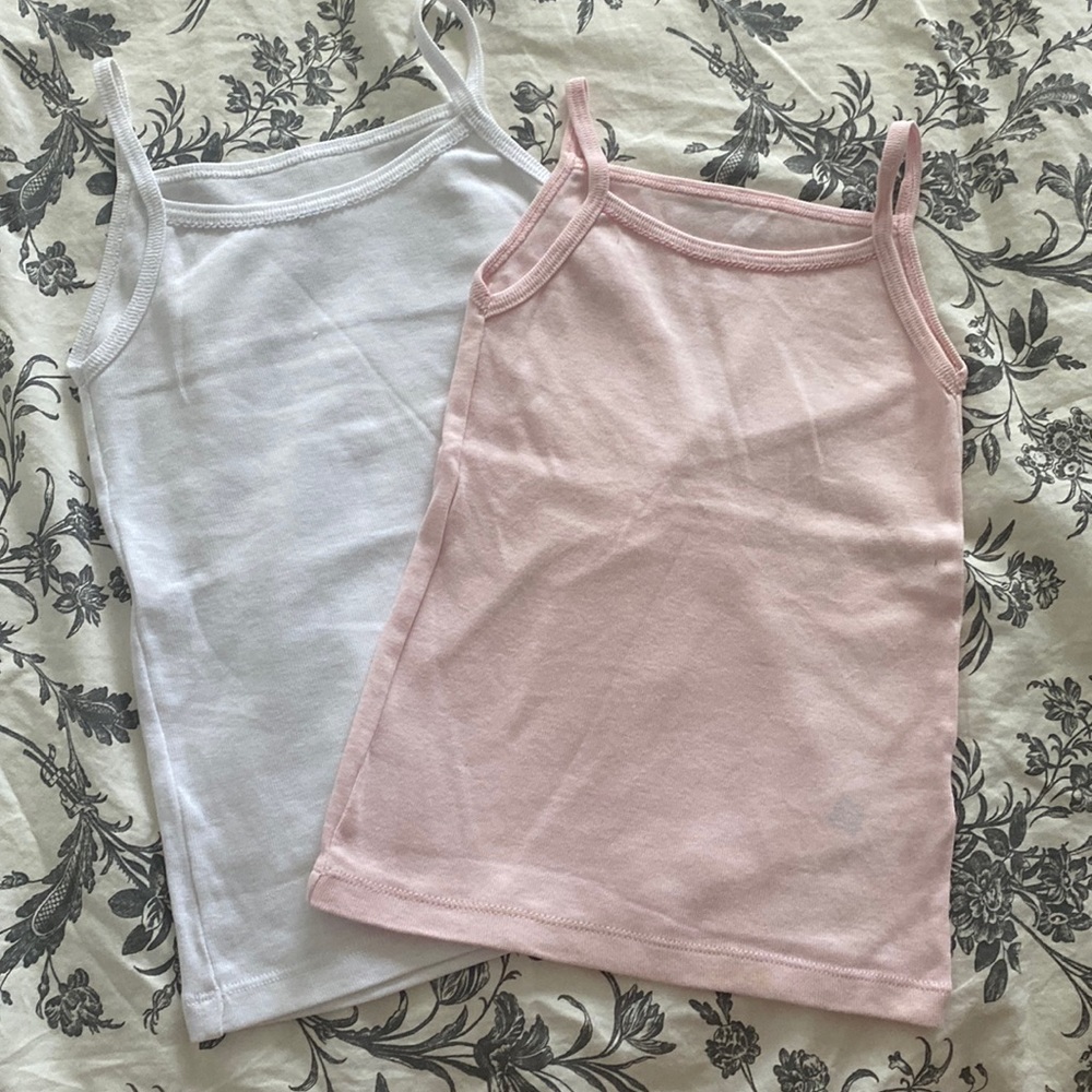 2 tank tops, tex, 2-3y, white and light pink with pink legging